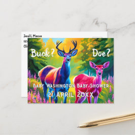 ピンクと青の鹿の性別の表示 ポストカード