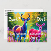 ピンクと青の鹿の性別の表示 ポストカード (正面/裏面)