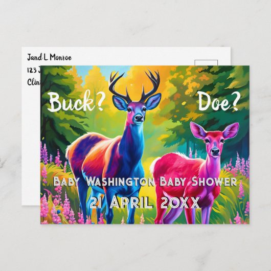 ピンクと青の鹿の性別の表示 ポストカード (正面/裏面)