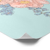 ピンクと青みすぼらしいシックな花模様へようこそ ポスター (角)