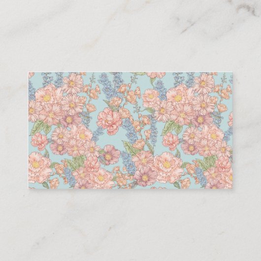 ピンクと青みすぼらしいシックな花模様ベビーシャワー エンクロージャーカード (裏面)