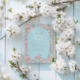 ピンクと青みすぼらしいシックな花模様16誕生日 招待状