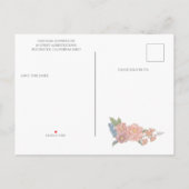 ピンクと青みすぼらしいシック日付を保存 案内ポストカード (裏面)