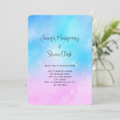 ピンクと青パステルグラディエートスカイ結婚ズ 招待状 (スタンド正面)