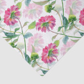 ピンクと青 – 緑の花水彩模様 薄葉紙 (詳細)