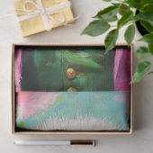 ピンクと魅力的グリーンのフローラダチョウのデコページ 薄葉紙 (ギフト)