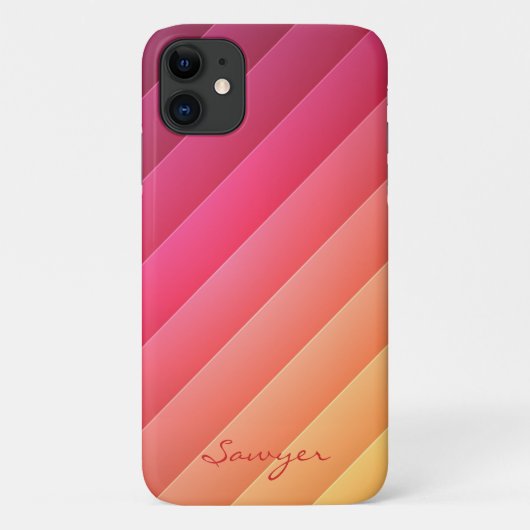 ピンクと黄ストライプの色 Case-Mate iPhoneケース (裏面)