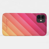 ピンクと黄ストライプの色 Case-Mate iPhoneケース (裏面(横))