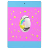 ピンクと黄色とグローブ中央ポケットフォルダー クリップボード (裏面)