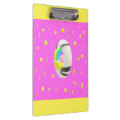 ピンクと黄色とグローブ中央ポケットフォルダー クリップボード (右)