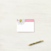 ピンクと黄色のお洒落デイジーカスタム文字 ポストイット (デスク上)