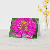 ピンクと黄色のお花の誕生日おめでとう カード (黄色い花)