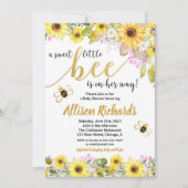 ピンクと黄色ののまわりにの女の子の赤ちゃんシャワー 招待状 (正面)