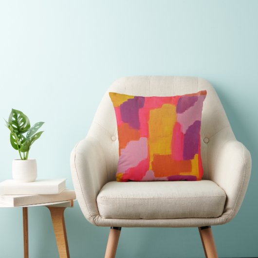ピンクと黄色のはっきりした抽象芸術装飾用クッション クッション (椅子)