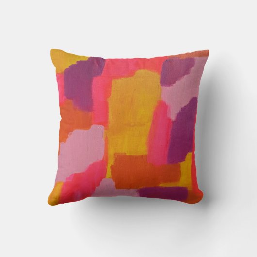 ピンクと黄色のはっきりした抽象芸術装飾用クッション クッション (裏面)