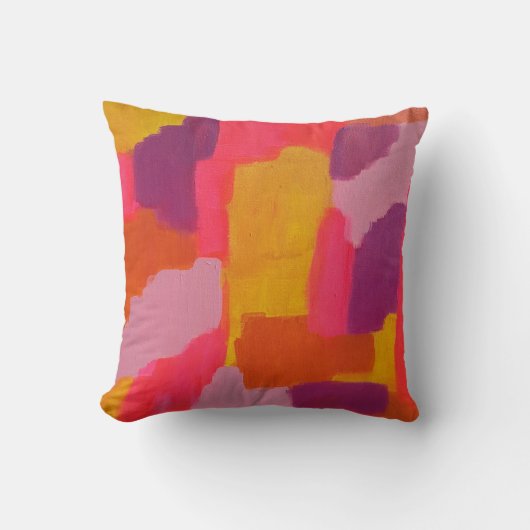 ピンクと黄色のはっきりした抽象芸術装飾用クッション クッション (正面)