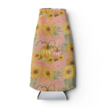 ピンクと黄色のひまわりとカボチャ