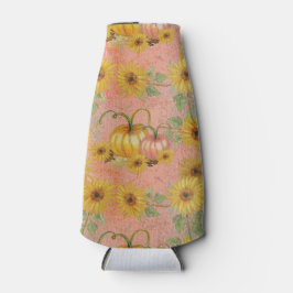 ピンクと黄色のひまわりとカボチャ ボトルクーラー