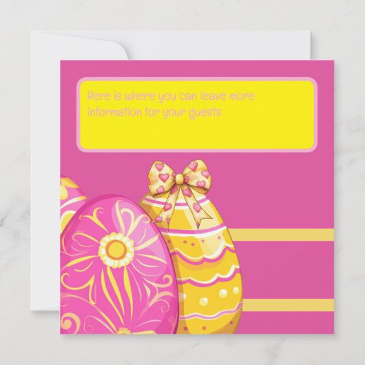 ピンクと黄色のイースターエッグブランチ 招待状 (裏面)