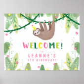 ピンクと黄色のウェルカムサインでスロッス誕生日パーティー ポスター (正面)