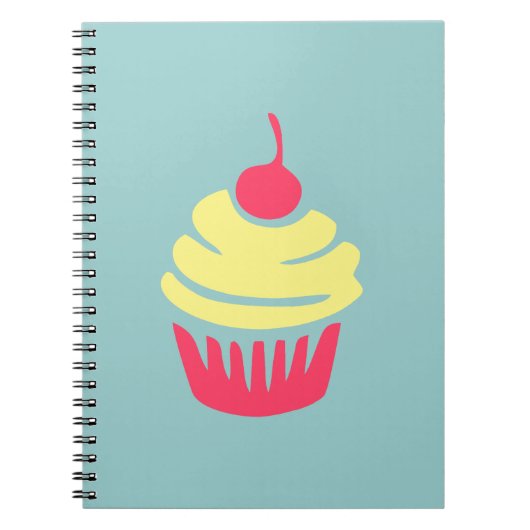 ピンクと黄色のカップケーキとさくらんぼを上に ノートブック (正面)