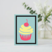 ピンクと黄色のカップケーキとさくらんぼを上に ポストカード (スタンド正面)