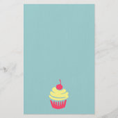 ピンクと黄色のカップケーキとさくらんぼを上に 便箋 (正面)