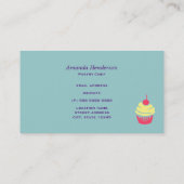 ピンクと黄色のカップケーキとさくらんぼを上に 名刺 (裏面)