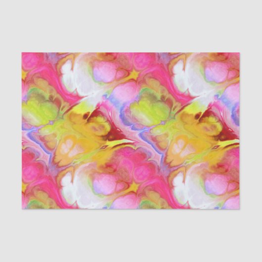 ピンクと黄色のカラフル抽象芸術インク 薄葉紙 (正面)