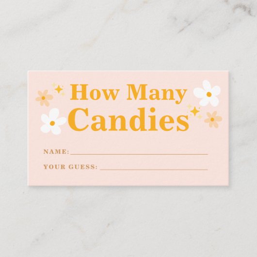 ピンクと黄色のキャンディーズ赤ちゃんシャワーゲーム エンクロージャーカード (正面)