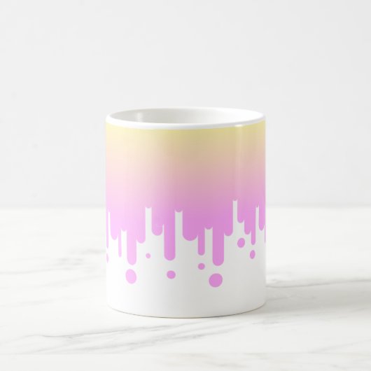 ピンクと黄色のグラデーションの垂れ下がり コーヒーマグカップ (中央)