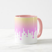 ピンクと黄色のグラデーションの垂れ下がり マグカップ (正面右)