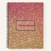 ピンクと黄色のグラデーショングリッター ノートブック (正面)