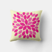 ピンクと黄色のスターバストモダンの花枕 クッション (裏面)