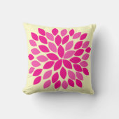 ピンクと黄色のスターバストモダンの花枕 クッション (正面)