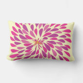 ピンクと黄色のスターバストモダンの花枕 ランバークッション (正面)