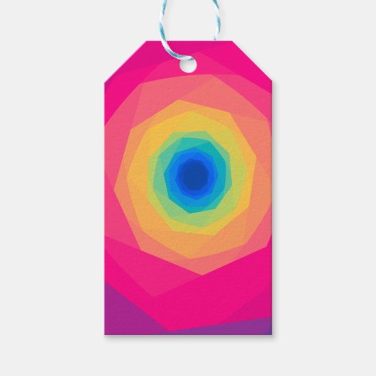 ピンクと黄色のスパイラル ギフトタグ (正面)