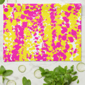 ピンクと黄色のスパッタ模様 キッチンタオル (折り畳み)