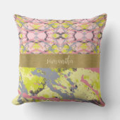 ピンクと黄色のスプラッ絵を描シング クッション (正面)