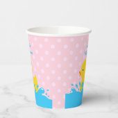 ピンクと黄色のダックベビーシャワーカスタム 紙コップ (左)