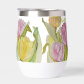 ピンクと黄色のチューリップのウォーターボトル (右面)