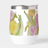 ピンクと黄色のチューリップのウォーターボトル (左面)