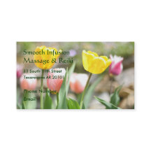 ピンクと黄色のチューリップ