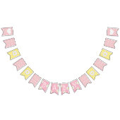 ピンクと黄色のデイジーをテーマにした赤ちゃんシャワーのフラグ バンティングフラッグ (全)