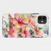 ピンクと黄色のトロピカルフラワー iPhone/iPadケース Case-Mate iPhoneケース (裏面(横))
