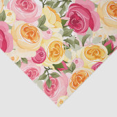 ピンクと黄色のバラのファームハウス シャビー シック フラワル 薄葉紙 (詳細)