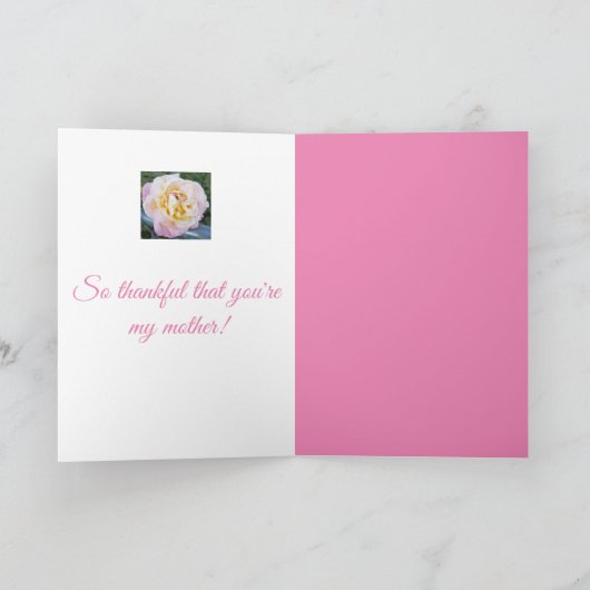 ピンクと黄色のバラの写真ハッピーマザーズデー カード (内部)