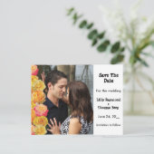 ピンクと黄色のバラの日付を保存 案内ポストカード (スタンド正面)