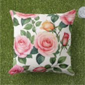 ピンクと黄色のバラ アウトドアクッション (芝生)