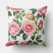 ピンクと黄色のバラ アウトドアクッション (正面)